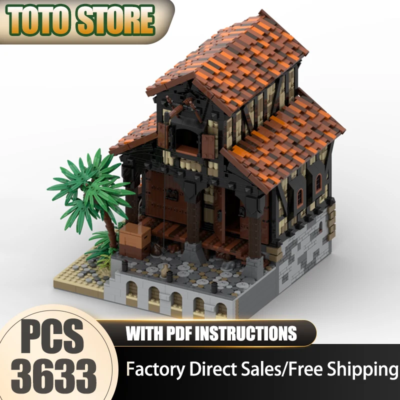 

Модель пиратской крепости Moc, строительный блок, модель складского здания, технология, кирпич, сборка «сделай сам», модульная игрушка для заключения