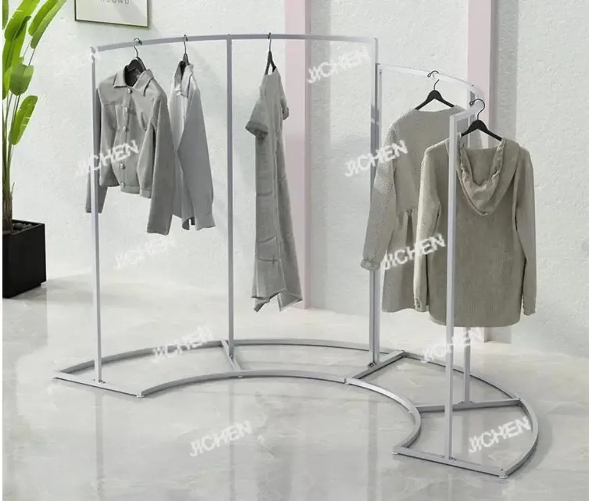 

HS Simple clothing store arc clothing rack floor type semicircle Display Rack Hanger
