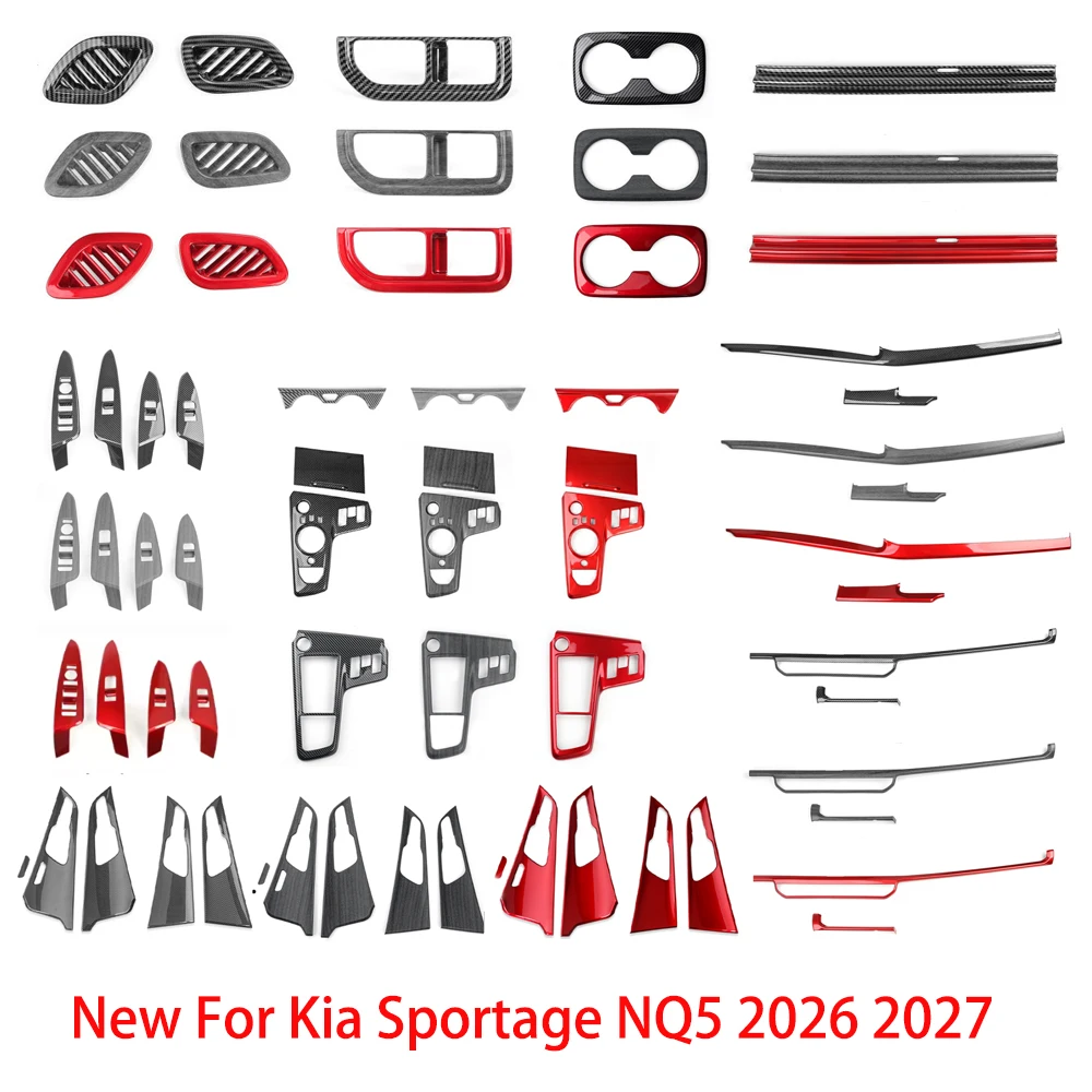 Auto Sale For Kia Sportage NQ5 2026 2027 Carbon Fiber Central Console Window Button Cover Steering Wheel Trim Accessories LHD