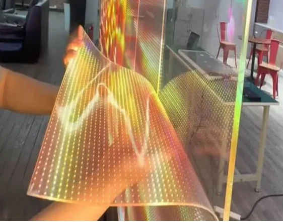 Indoor/Outdoor Flexible Transparent LED Screen Glass Film Crystal Display Adhesive