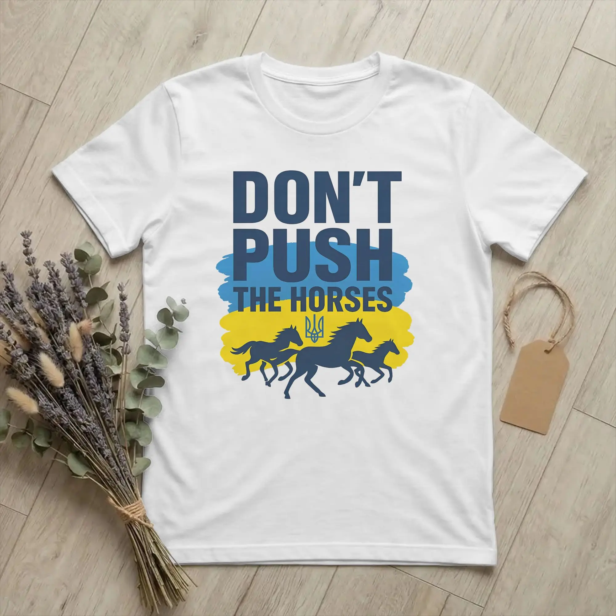 Men T-Shirts Don't Push The Horses Boxing Vintage Cotton Tee Shirt Short Sleeve Meme Ukraine T Shirts Crew Neck Clothes Classic