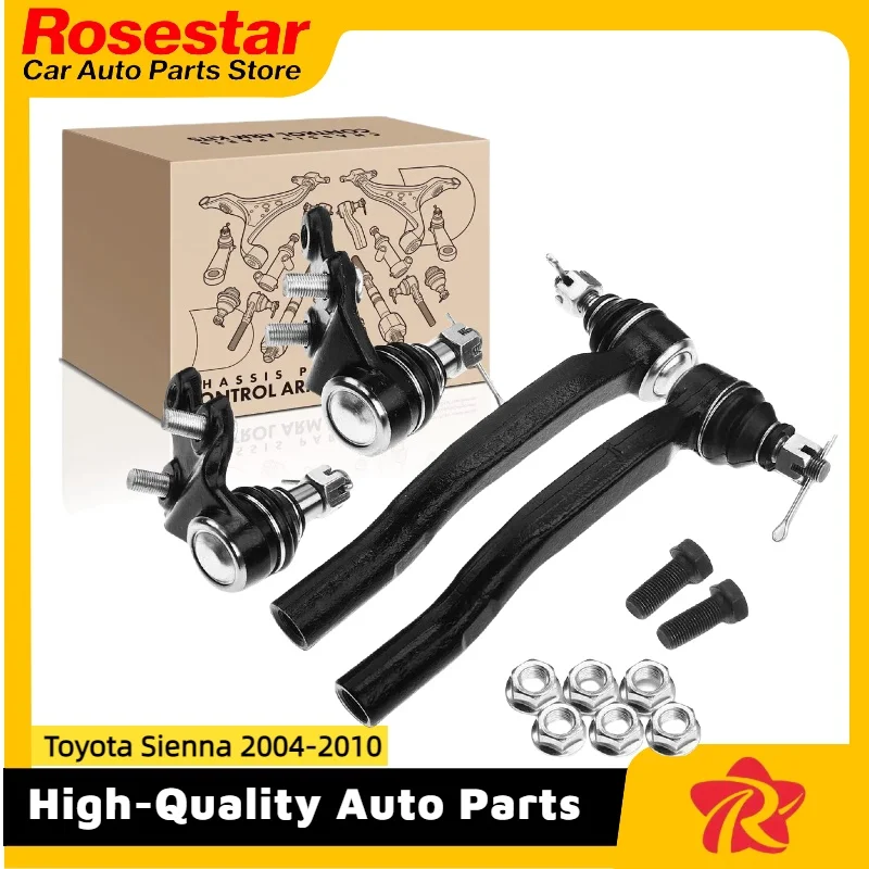 

4PC Front Outer Tie Rod Ends & Front Lower Ball Joint for Toyota Sienna 2004-2010 4334009010, 4333009160, 4547009030, 4546009040