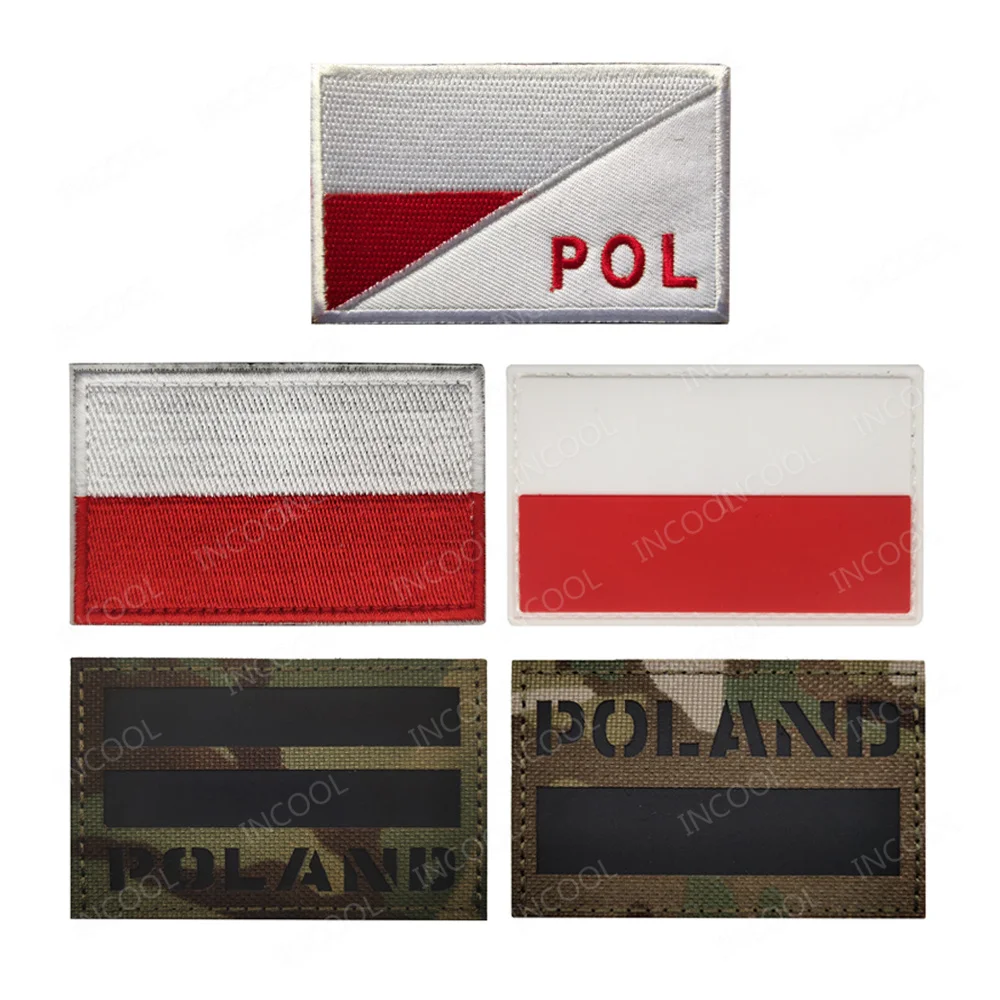 Haftowane naszywki z flagą Polski Odblaskowe polskie naszywki z gumy PVC Naszywka z haftem na odzież