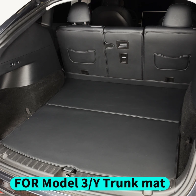 for Tesla Model 3/Y trunk cushion leather front and rear trunk anti kick pad rear trunk protective pad, interior protective pad