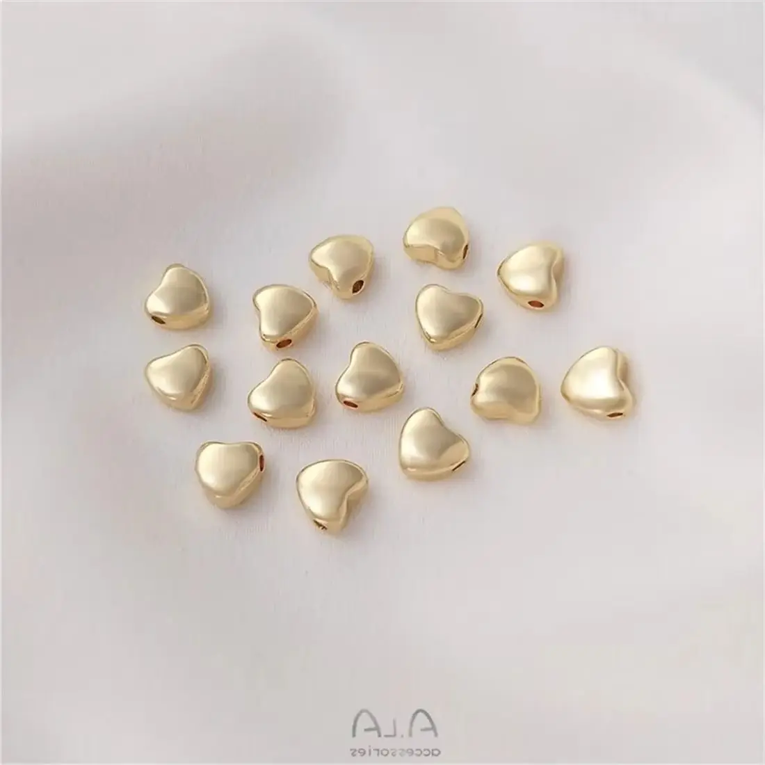 

14K Genuine Gold Double Curved Peach Heart Shaped Separated Beads Heart-shaped Loose Beads Handmade DIY Bracelets Jewelry C242