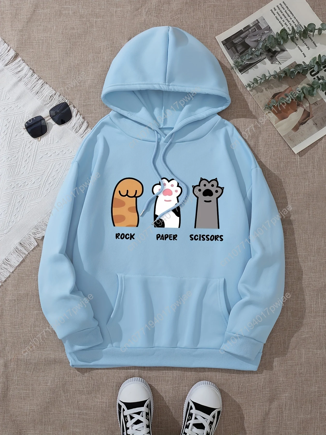 [Sudadera con cappuccio con stampa grafica] Felpa con cappuccio con stampa grafica, tre zampe di gatto, felpa con cappuccio casual con coulisse per l'autunno invernale, coagulo da donna