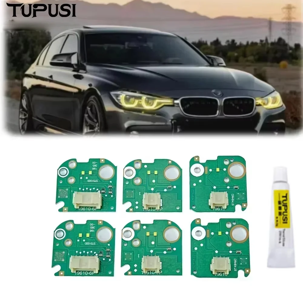 6PCS Yellow LED DRL Boards For BMW F30 F31 F35 320i 330i 340i 2016-2019 LED Headlight Daytime Running Light DRL Module Angel Eye