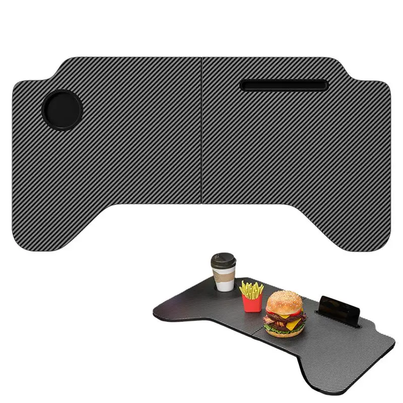 Folding Car Dining Table Food Tray Desk For Model3/Y Folding Desk With Carbon Fiber Surfaces Accessories for the car