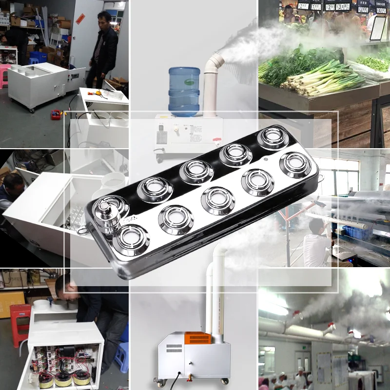 DC48V 10 Đầu Siêu Âm Thanh Máy Tạo Độ Ẩm Phun Sương Tạo Sương Mù Máy 10L/H 15L/H Ẩm Công Nghiệp Máy Phun Sương Tạo Độ Ẩm Phụ Kiện