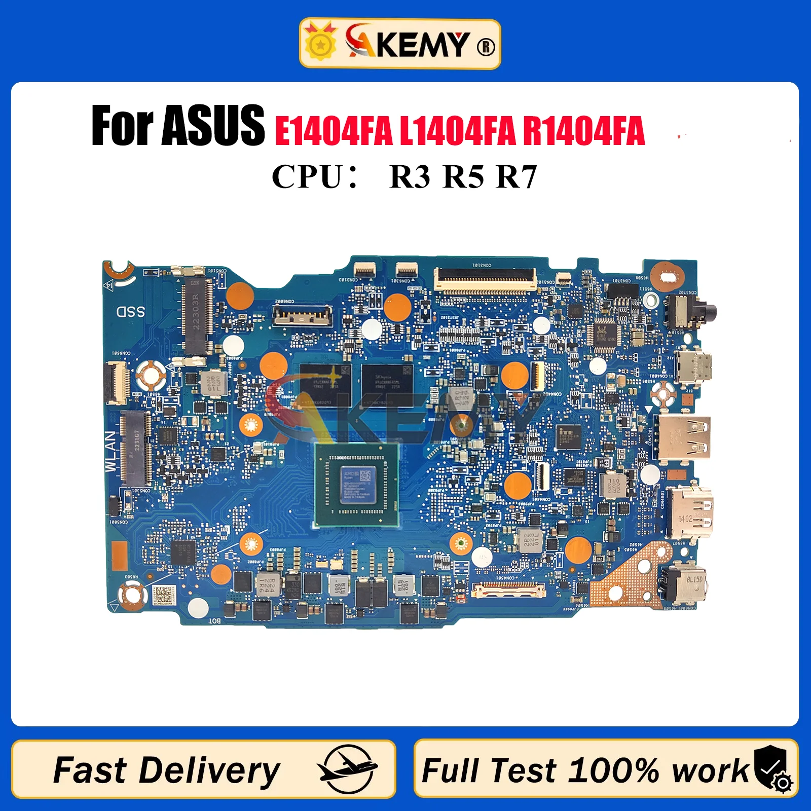

E1404FA Материнская плата для ноутбука ASUS EeeBook E14 E1404F L1404FA R1404FA E1404FA Материнская плата с процессором R3 R5 R7 100% tests OK быстрая доставка