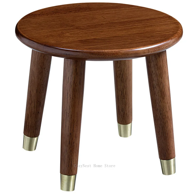 Solid Beech Wood Low Stool, Square Short Bench for Living Room Coffee Table, Compact Home Seating