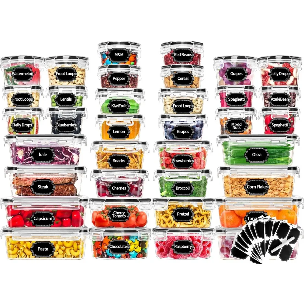 

72-Piece Airtight Food Storage Containers Set with Lids, Leak-Proof Kitchen Organizers for Meal Prep & Pantry