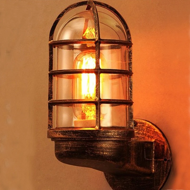 Retro LED Wall Light Industrial Outdoor Indoor Waterproof glass Wall Lamp Loft Aisle Patio Porch Bar Cafe Decora Lighting Lustre