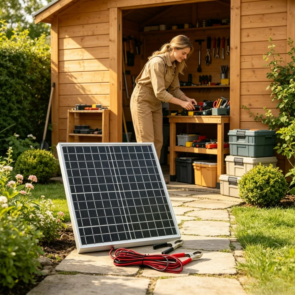 12W Energy Saving Monocrystalline Solar Panel LCD Solar Charge Controller Kit Aluminum Frame Alligator Cables Off Grid Charger