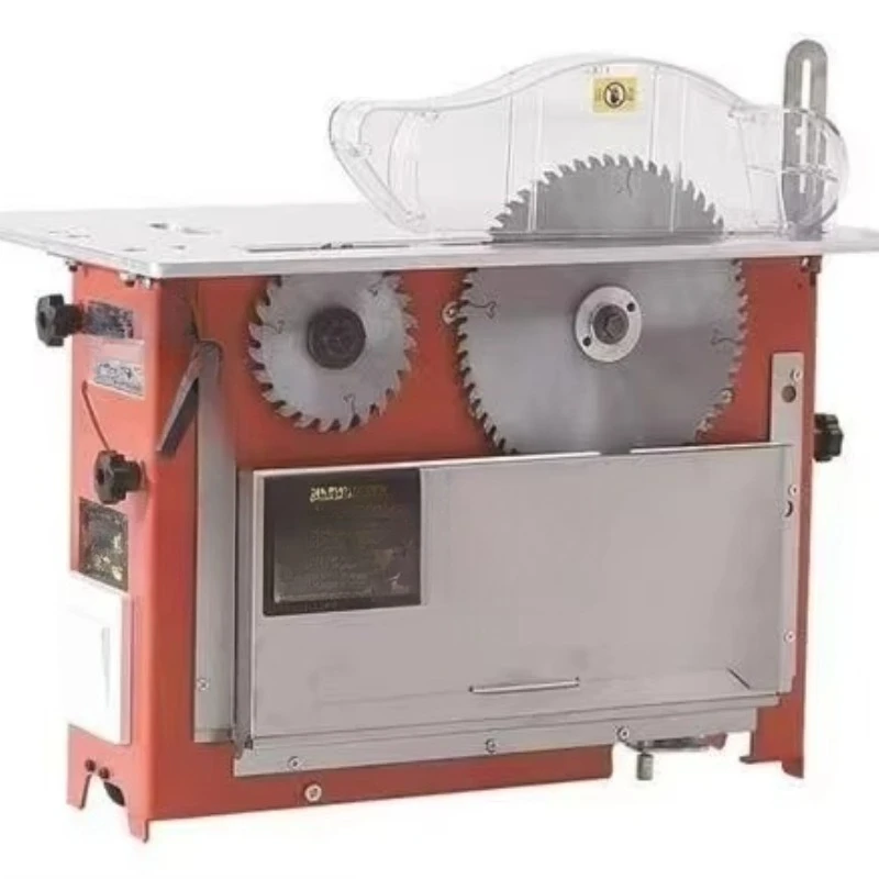 

Dust-free horizontal composite wood table saw lifting function with core motor components