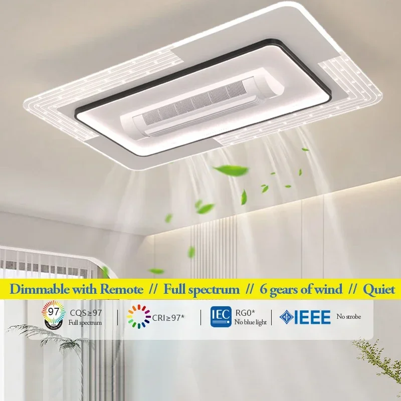 Imagem -02 - Modern Interior Led Ventilador de Teto Lâmpadas Regulável com Controle Remoto Espectro Completo sem Lâmidas Iluminação para Sala de Estar Fãs do Quarto Novo