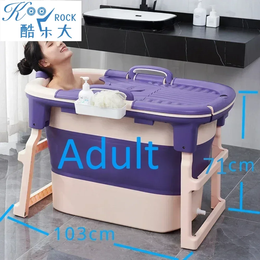 Foldable Insulated Adult Soak Bathtub - Extended Height Full-Body Plastic Bath Bucket, Portable Collapsible Tub