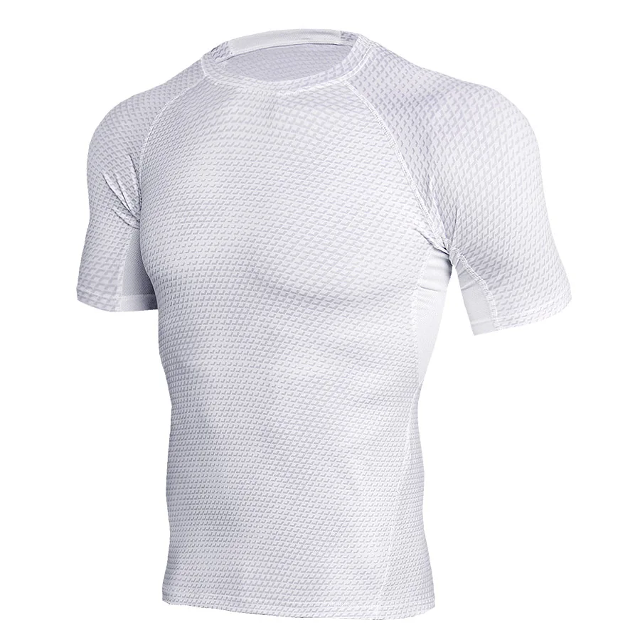 Quick Dry Compressie Shirt Mannen Running Tshirt Korte Mouwen Strakke Rashgard Korte Top Bodybuilding Fitness Kleding Gym Sportkleding