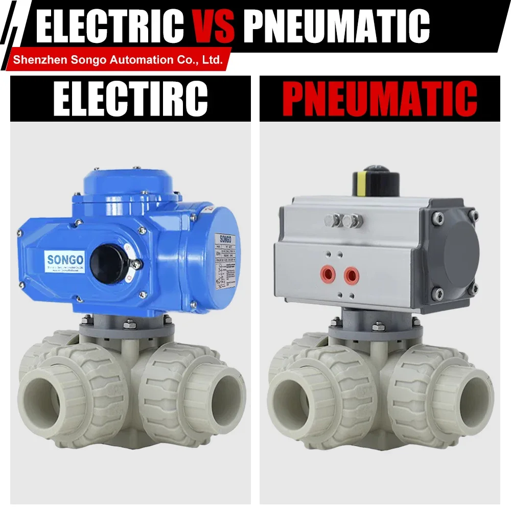 3 Way Motorized Valve PPH On/off Type DN40  L Port 12v 24V 220V Operated 90 Rotary Electric Actuator 3 Way Ball Valve Price