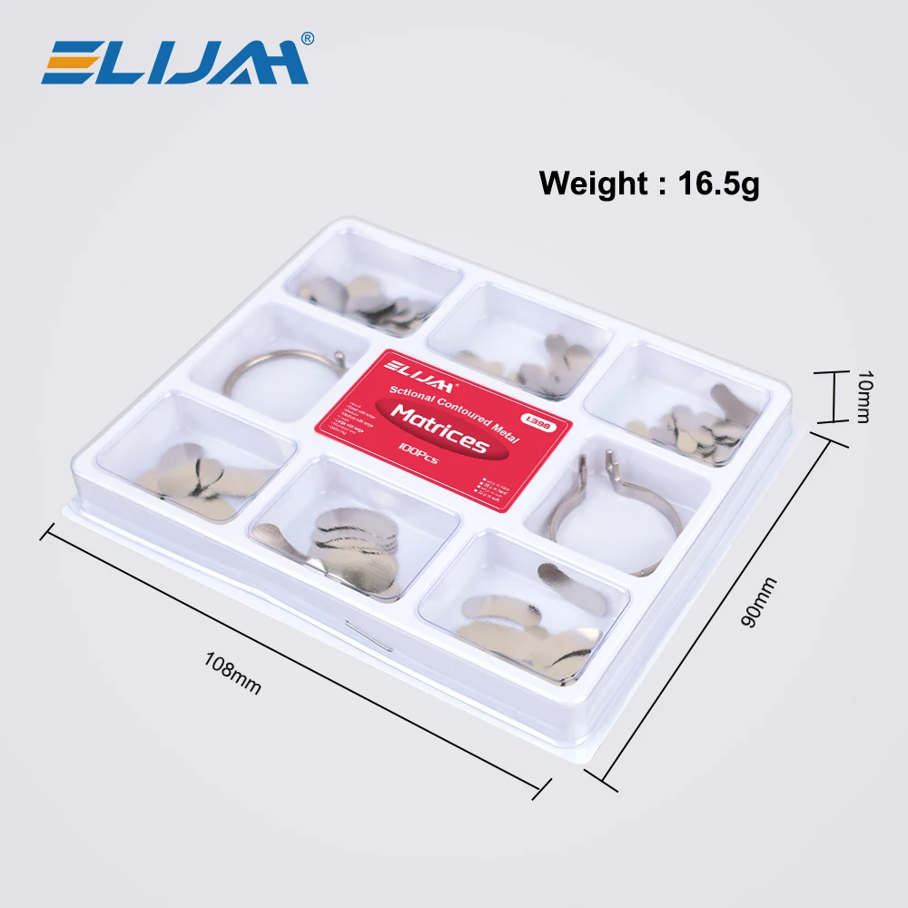 ELIJAH Dental Matrix Sectional Contoured Metal Matrices Dental Matrix Spring Clip Ring Clamp Wedges Kit Dentistry Tools