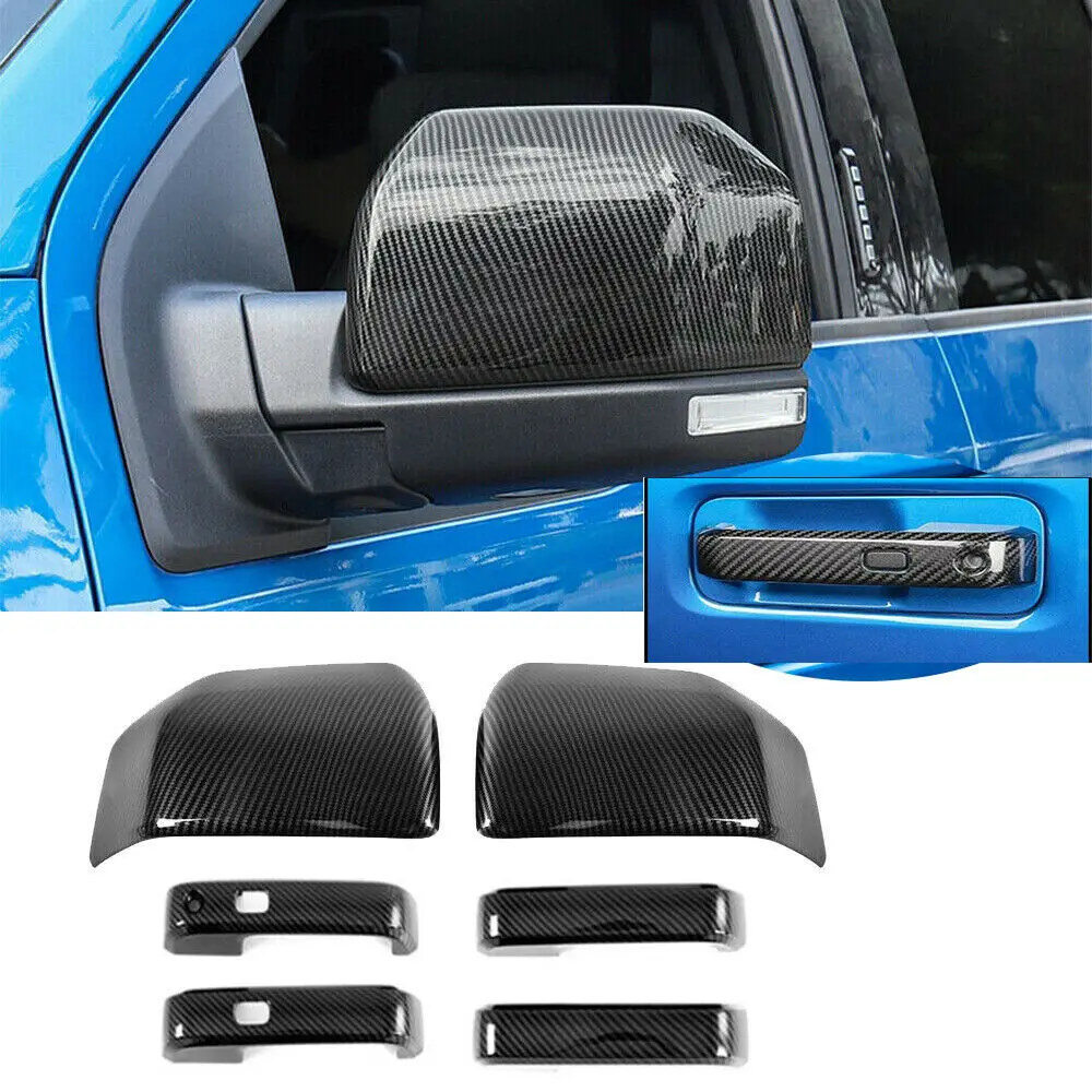 

Carbon Fiber ABS Side Rearview Mirror & Door Handle Trim For Ford F150 2015-2020