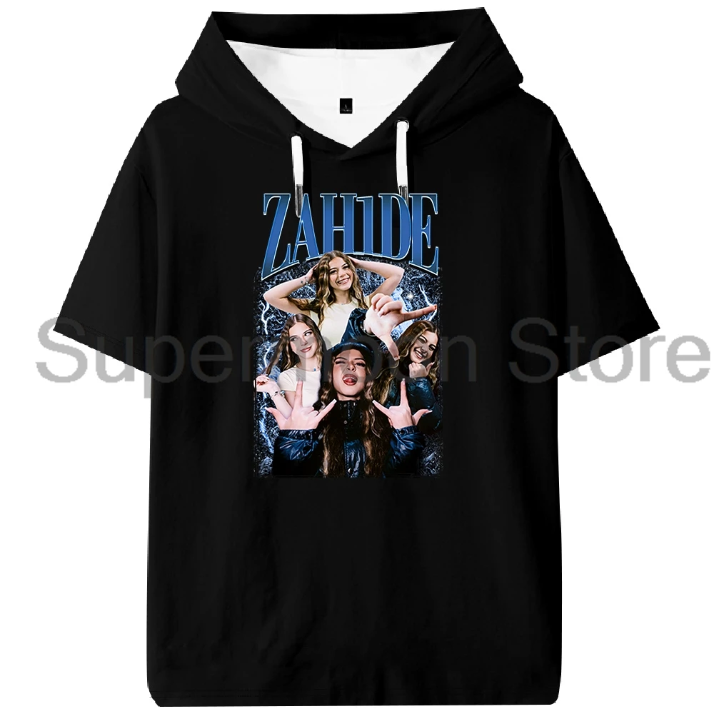 

Винтажная футболка Zahide 90-х годов с капюшоном и коротким рукавом, спортивная футболка для спортзала, мужская и женская уличная спортивная одежда, топы
