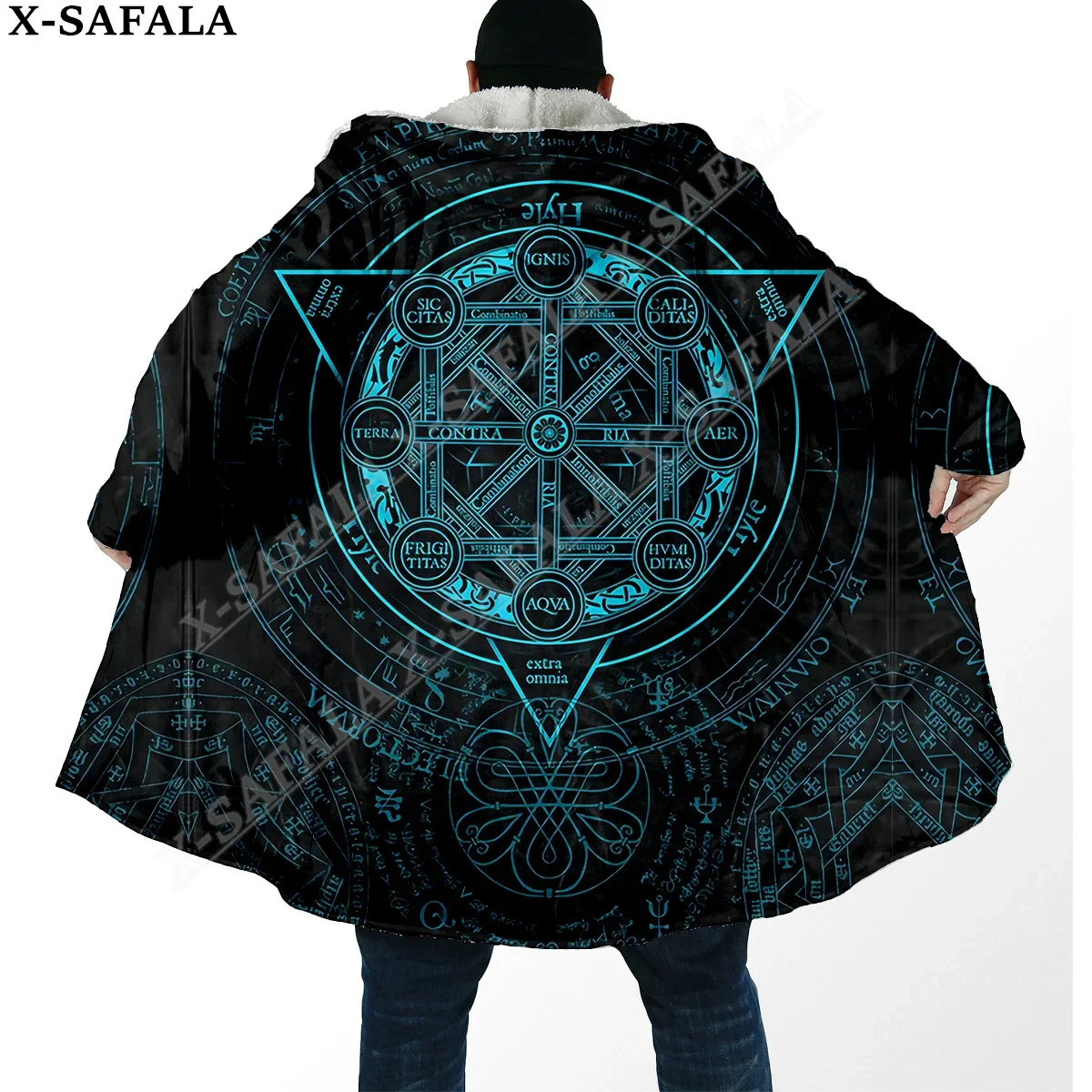 Symbol Viking Tattoo Raven Odin Overcoat Coat 3D Print Thick Warm Hooded Cloak  Men Windproof Fleece Unisex Casual-3