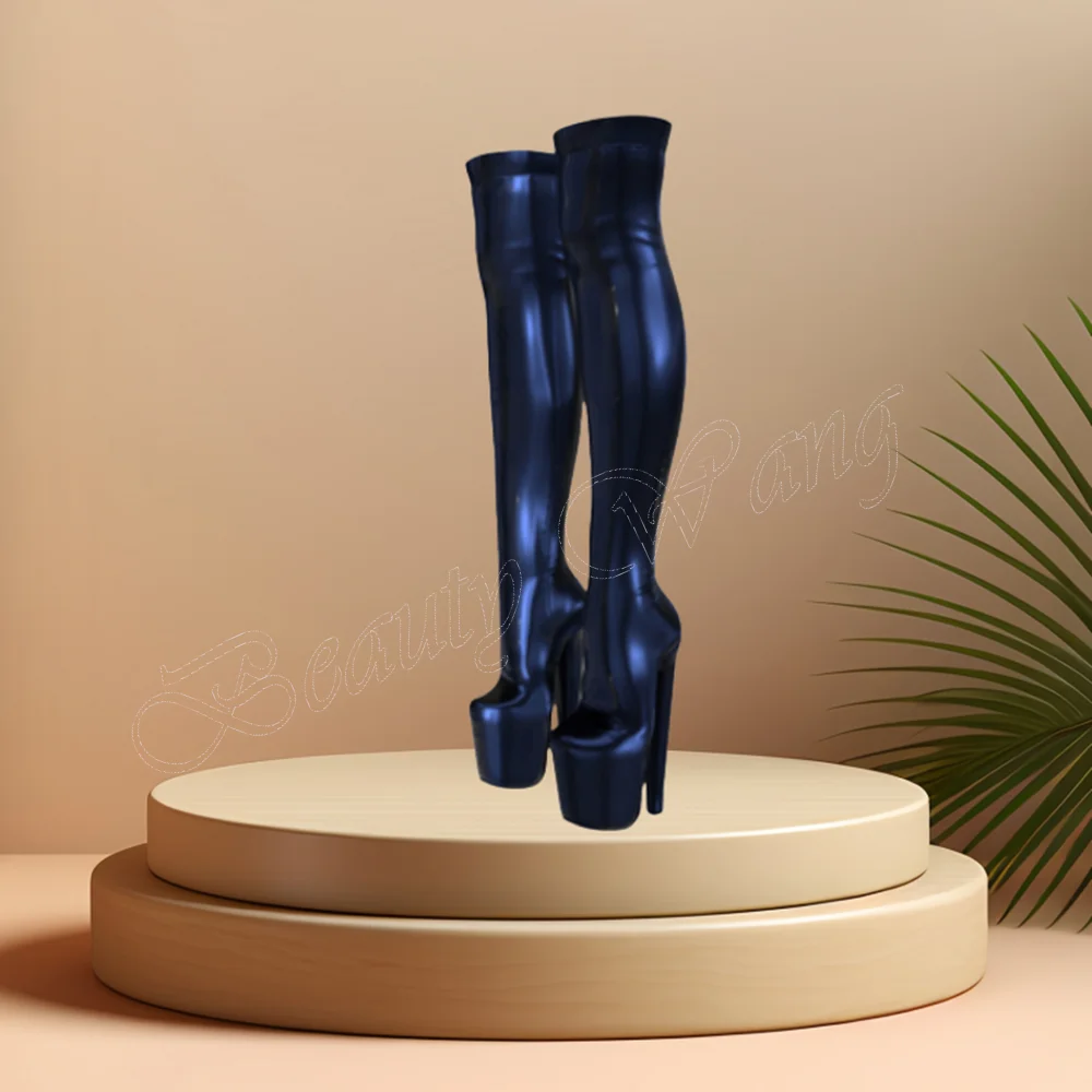 

Blue Over the Knee Boots Platform Solid Spike High Heel Thigh High Shoes Thick High Heel Shoes for Women 2024 Zapatillas Mujer