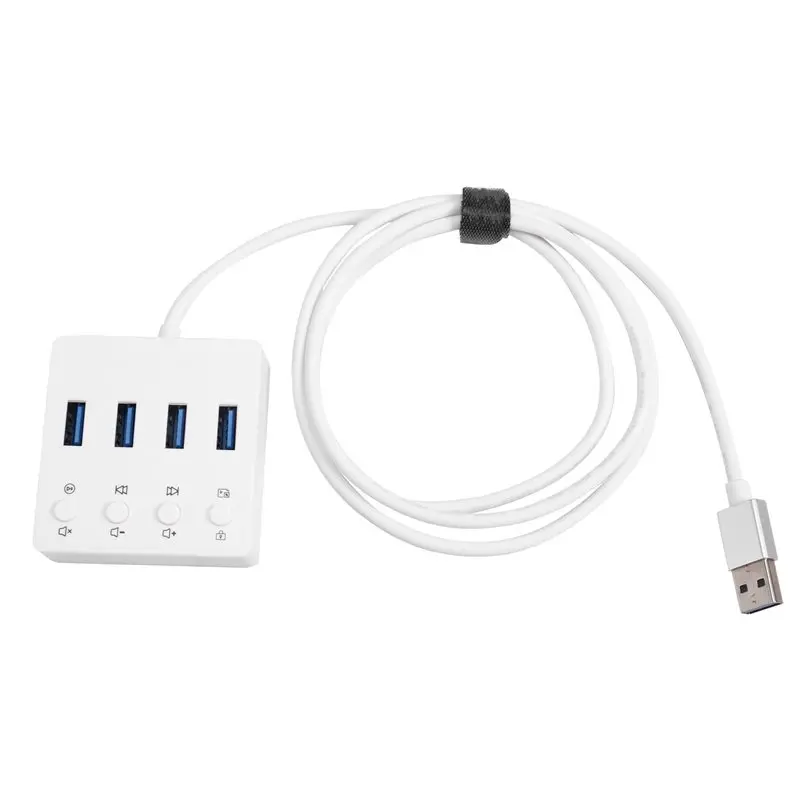 Desktop Expansion Hub With 4X USB 3.0 Ports For PC Host Smart Volume Control One-Click Screen Off& Mute Function
