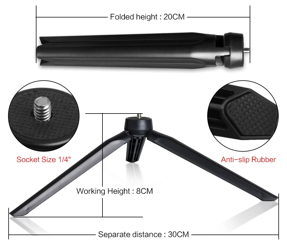 10 Inch 26cm LED Ring Light Selfie Dimmable Photography Lighting Kit USB Charging with Tripod for Live Video