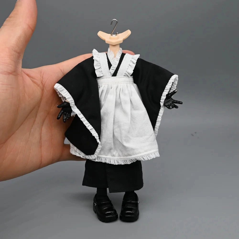 1/12 Scale Women Female Kimono Maid Outfit Clothes Dress and Apron Set Model Fit 6