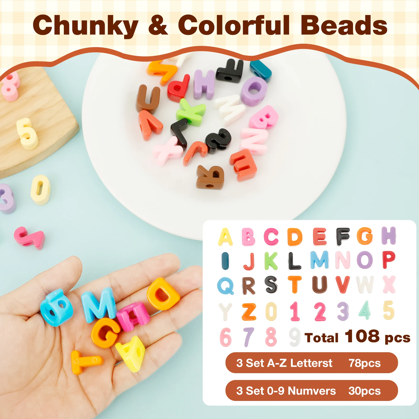 36/108Pcs 6mm Hole Chunky Acry - đánh giá và giá Art And Craft Letter Z