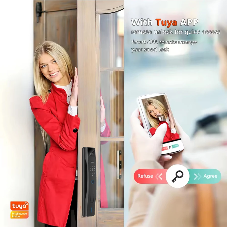 Tuya Smart Locks 3D Face Recognition Smart Door Lock With Camera WIFI Biometric Fingerprint Security Fully Automatic Door Locks