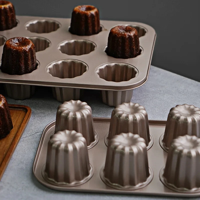 12 Holes Canele Mold Canele Pan Carbon Steel Mini Bundt Cake Pan French Cake Mold Muffin Cupcake Molds For Baking 0136