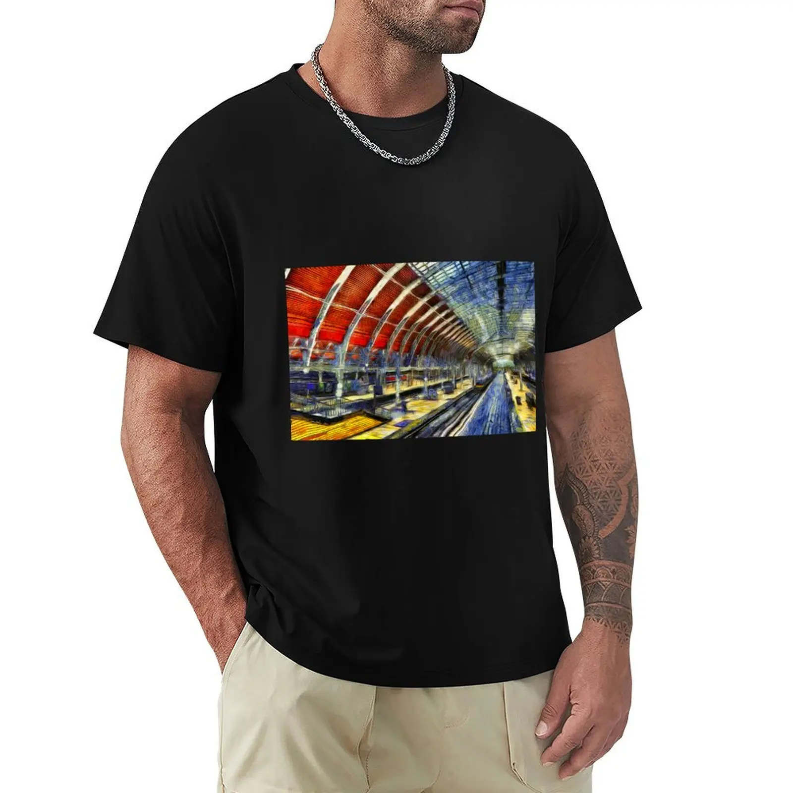 Paddington Station Van Gogh T-Shirt cotton t shirts man 100% T-Shirt