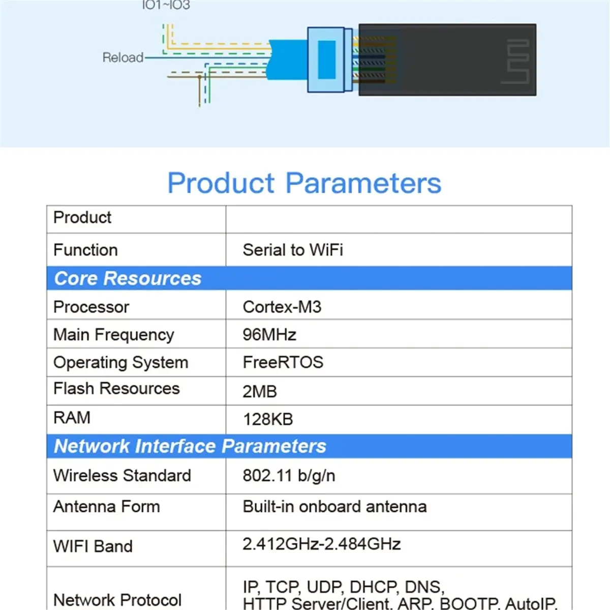 Serial Port RS485 to WiFi Serial Device Server EW11A Support IP Telnet Modbus Protocol IOT Data Transfer Converter