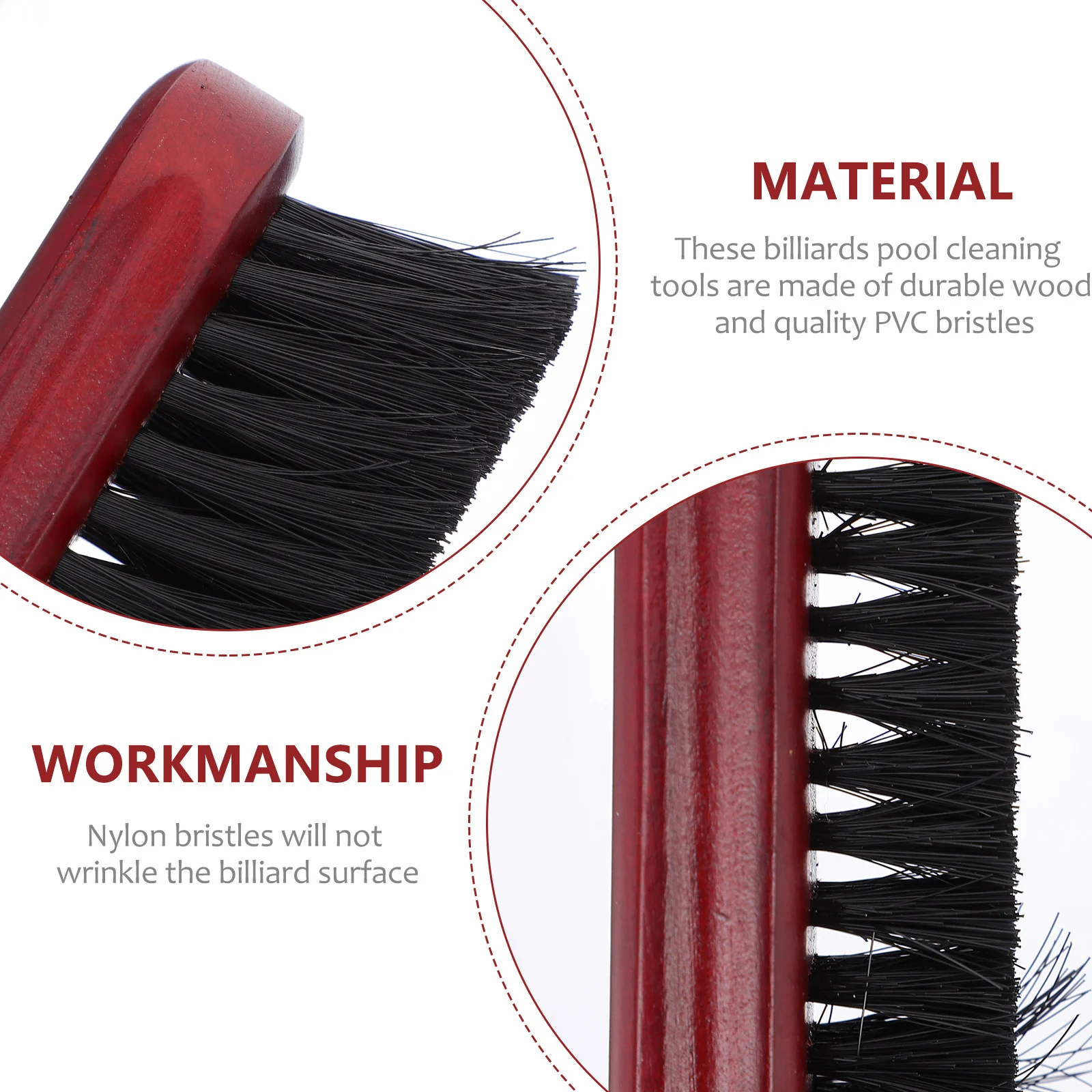 2 قطعة طاولة بلياردو تنظيف فرشاة مجموعة مقبض الخشب شعيرات بولي كلوريد الفينيل لصيانة وسادة السكك الحديدية غرفة ملحقات طاولة السنوكر