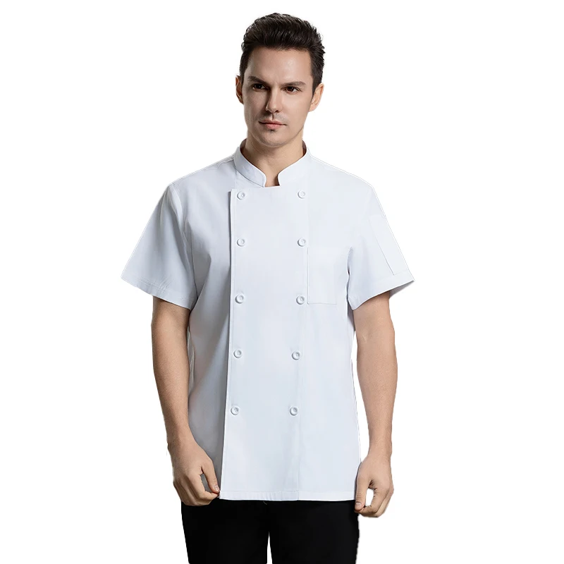 Ropa de Chef de cocina transpirable, camisa de restaurante, uniforme de cocina de Hotel, chaqueta de café, monos de cocinero de panadería, abrigo de trabajo de camarero