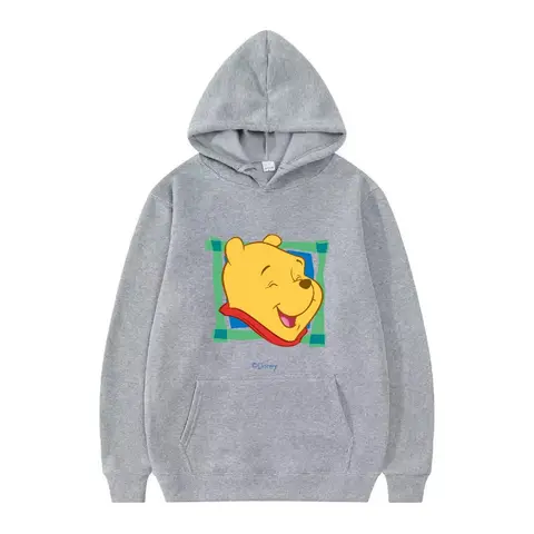 Disney Pooh Bear Piglet Pattern Woman Casual Loose Black Autumn Y2k Tops Clothing Pullovers Ladies Cheap Hoodies Men Sweatshirts