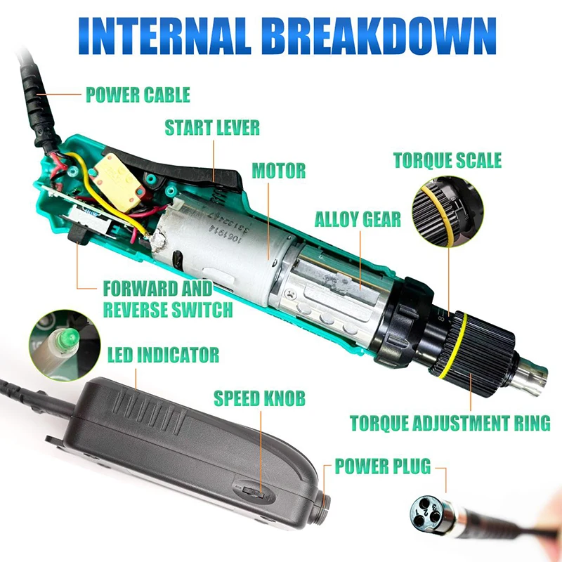 Pro'sKit PT-32030D Industrial Grade Electric Screwdriver 80W Semi-Automatic with Adjustable Speed Electric Screwdriver