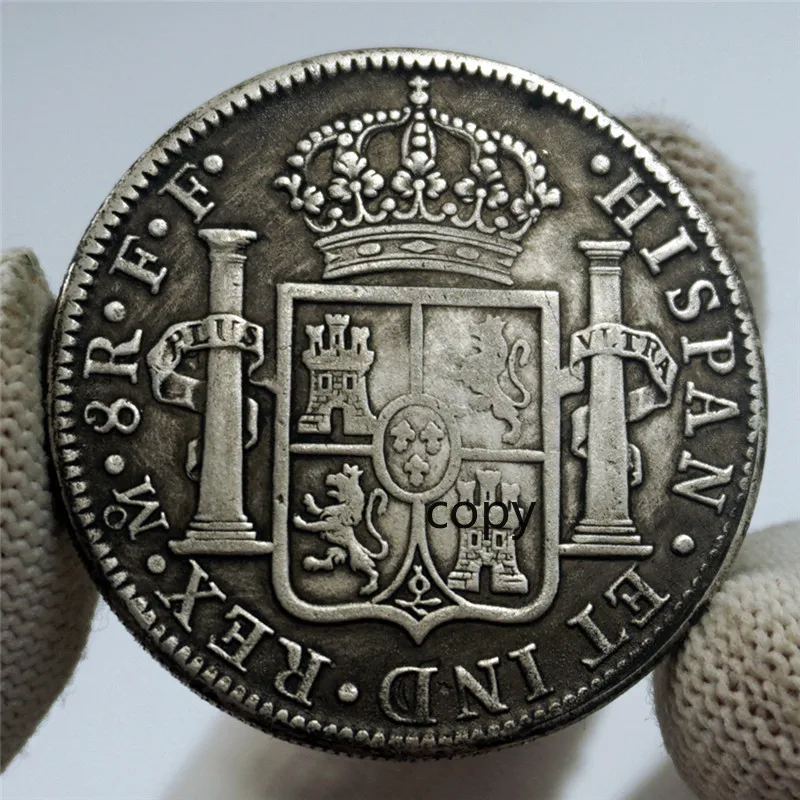 Spanish Silver Dollar Copy Coin Double Column 1807 Carlos FOR COIN  IV Commemorative Specie Made  Old