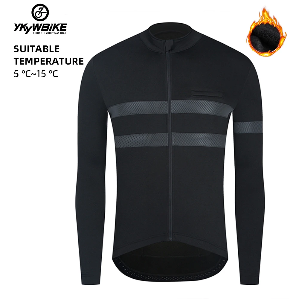 YKYW Winter Men\'s Black Reflective Thermal Fleece Jacket Pro Warm Cycling Jersey Winter MTB Bike Ciclismo Coat Bicycle Clothing