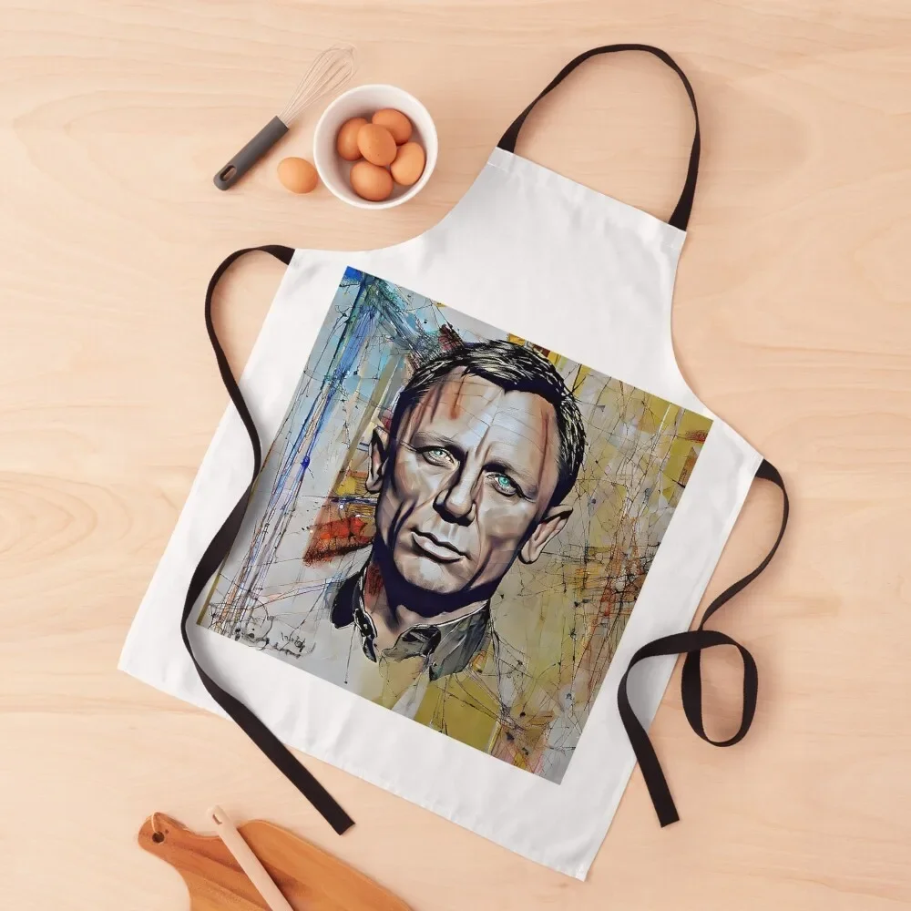 Portrait of Daniel Craig Apron Manicurists custom women's kitchen Men gift Apron