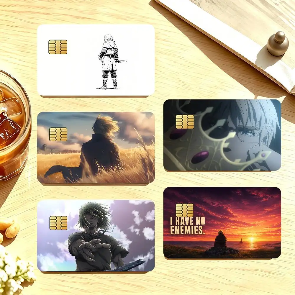 Anime Vinland Saga Credit Card Public Transportation Cards Sticker Waterproof Card Face Decoration 4PCS