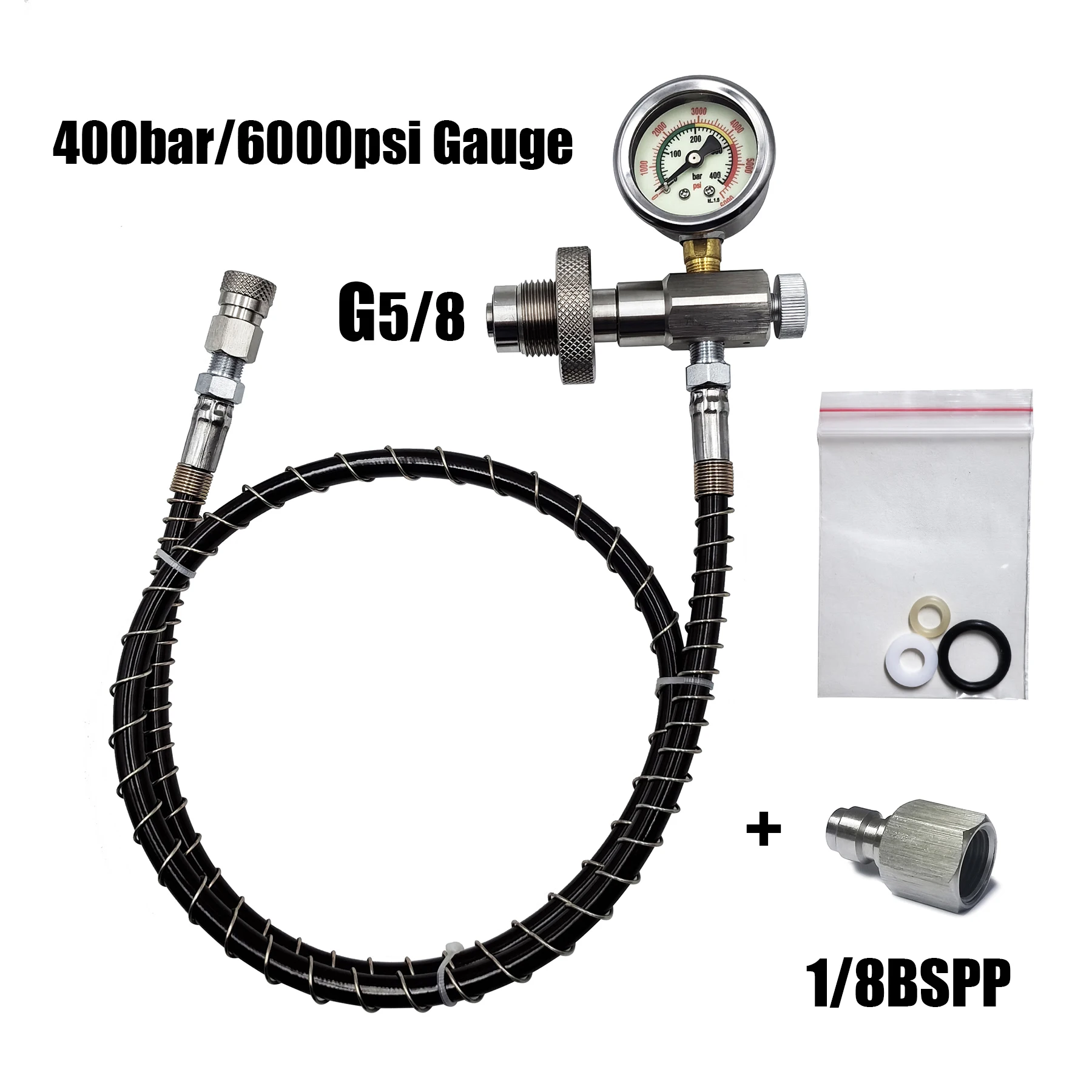 HPA Scuba HP Air Fill Station Refill Filling Connector Adapter DIN Big Gas Tank To Small Cylinder Bottle G5/8 Stainless Steel