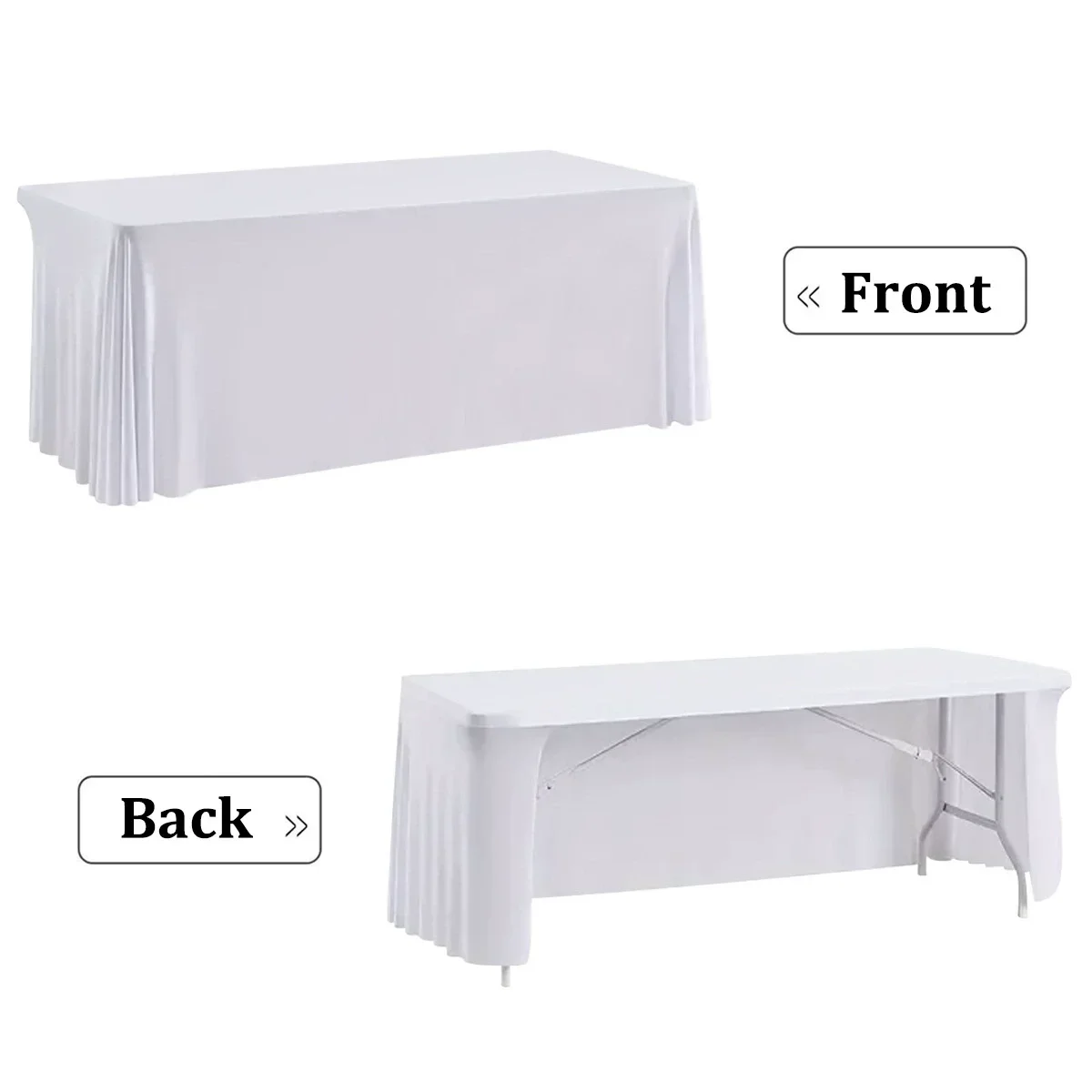 Spandex Stretch Tablecloth 6FT 8FT Elastic Table Cloth Cover for Hotel Banquet Wedding Party Table Decor White Table Skirt