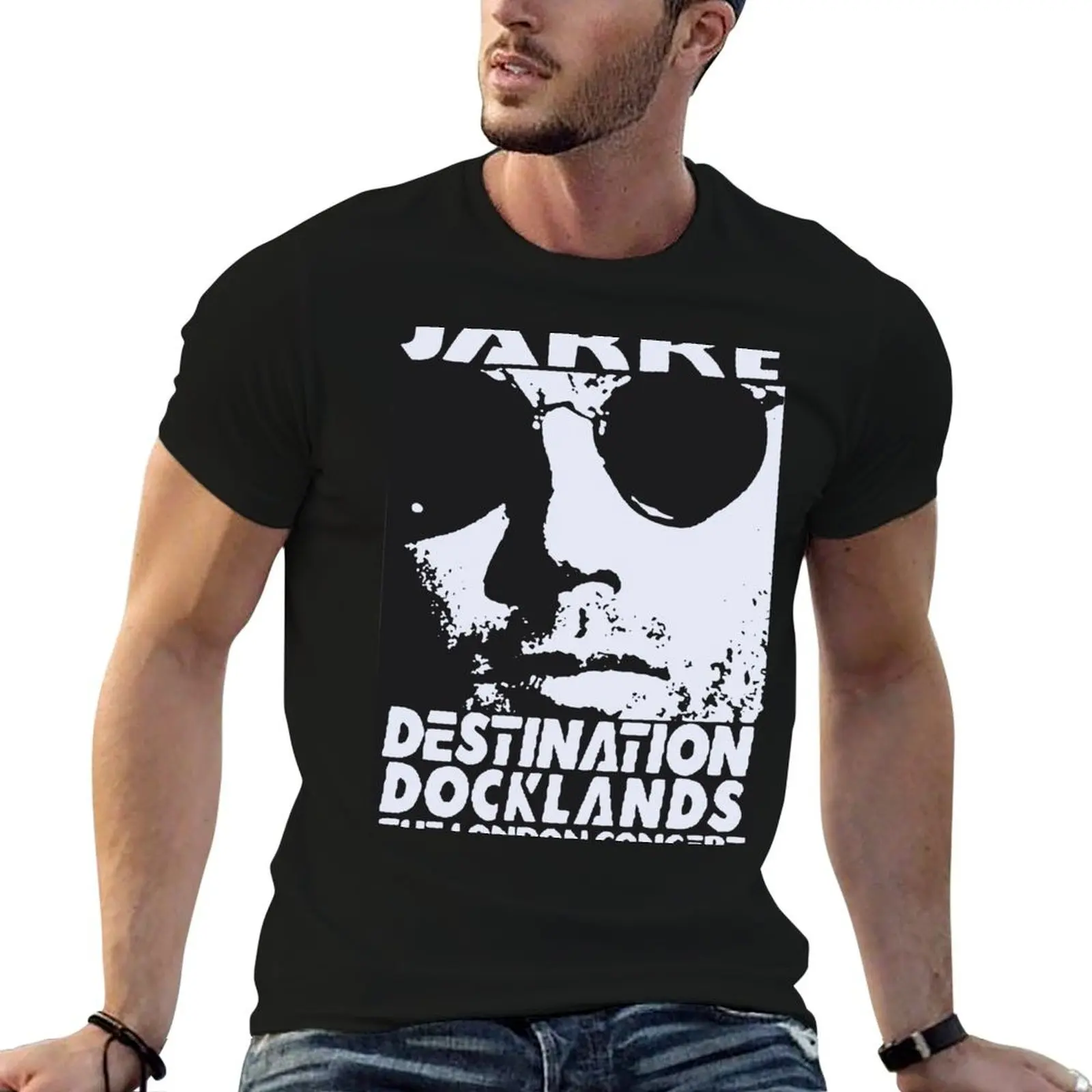 Camiseta Jarre Destination Docklands The London Concert, camisetas masculinas de algodão