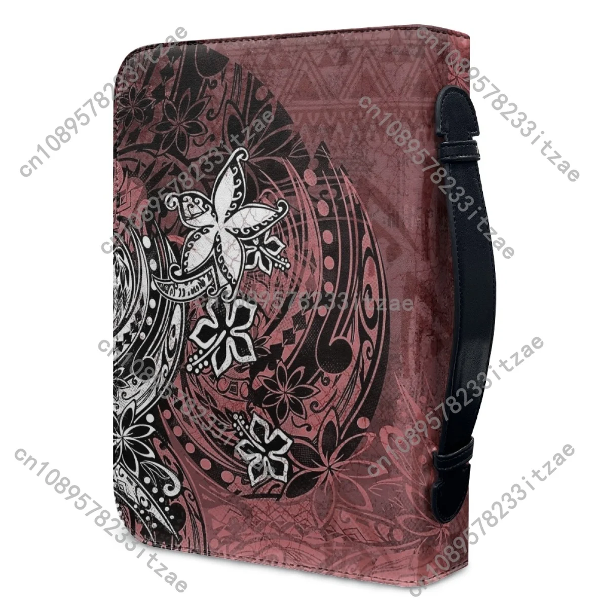 المرأة غطاء الكتاب المقدس الجلدية موضة بولينيزيا فرانجيباني طباعة الكتاب المقدس حقيبة انغلق مقبض حقائب اليد حقيبة تخزين الكتاب المقدس المخصصة