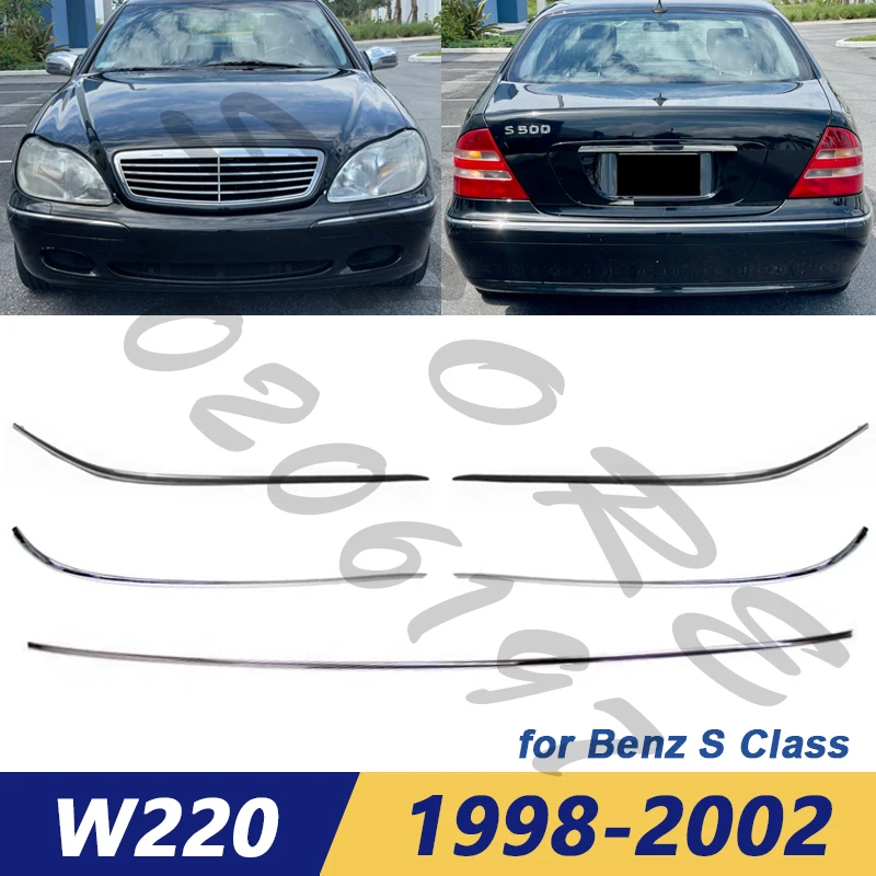 

Для Mercedes Benz 1998-2002 S Class W220, хромированная накладка на передний/задний бампер 2208850074 2208850174 2208850274 2208850374 2208850474