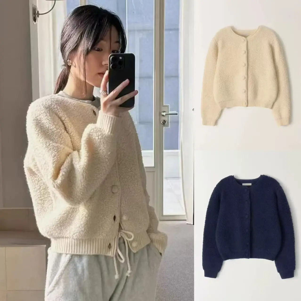 

Вязаный шерстяной кардиган Aosphere Feeling Long Sve round Ne Open, женская корейская верхняя одежда Sle Faion